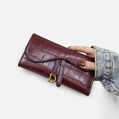 Velclairemode.com | Portefeuille Long Femme Motif Alligator – Luxe Texturé, Élégance Fonctionnelle