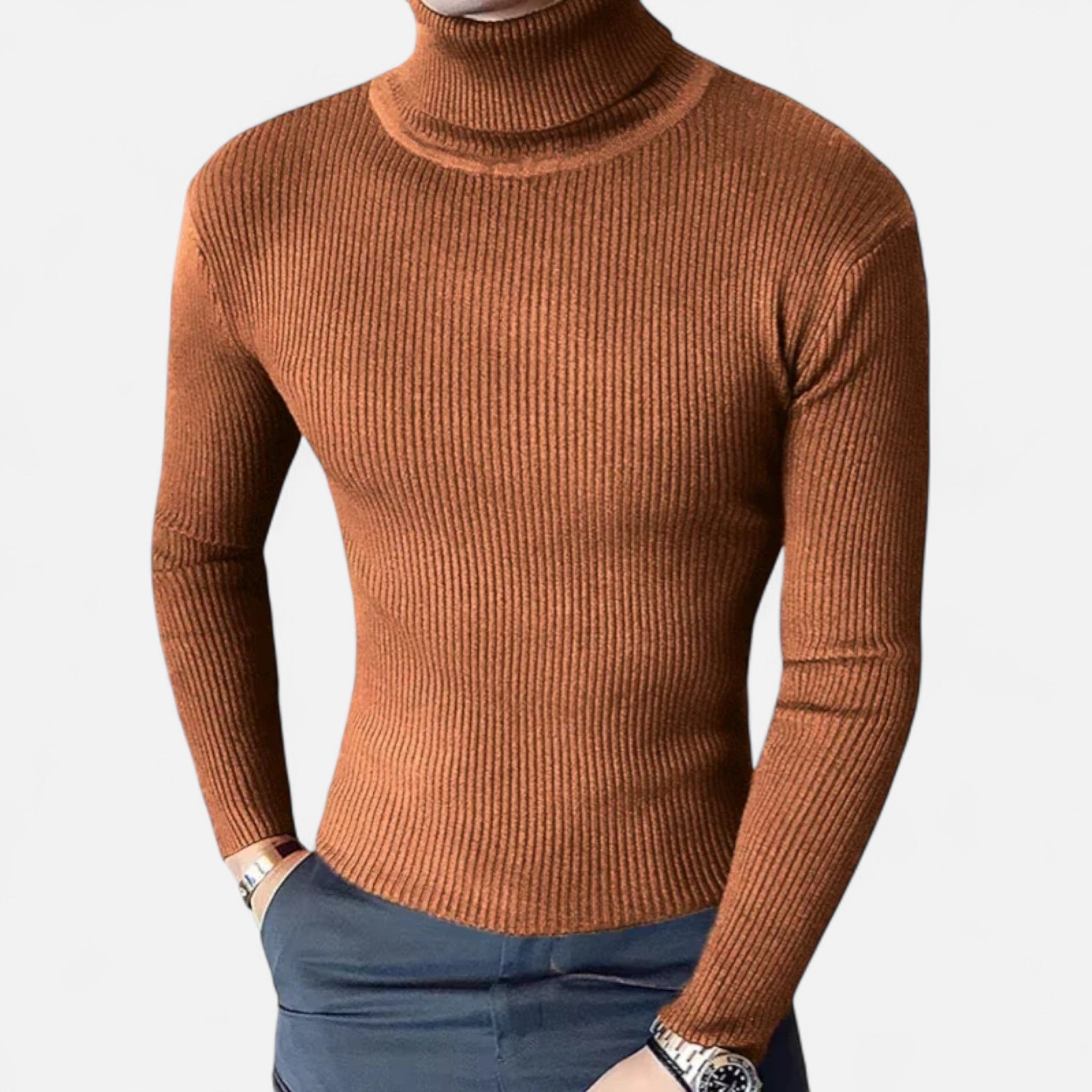 Velclairemode.com | Pull Col Roulé Homme à Manches Longues – Confort Structuré, Élégance Minimaliste