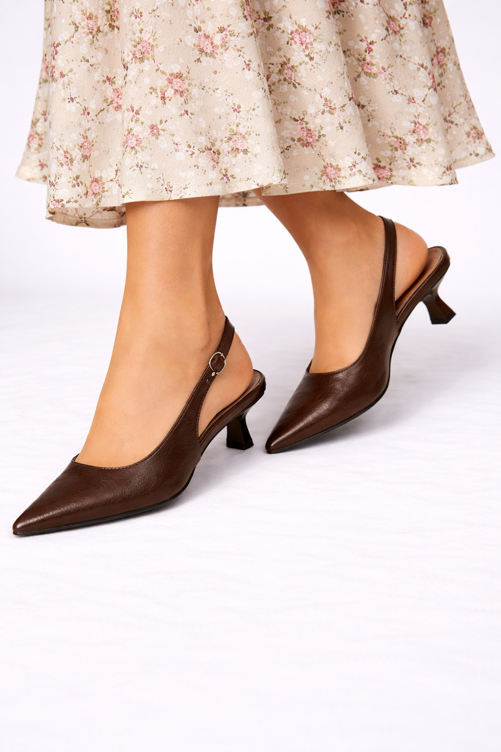Pantofi cu toc mic Kitten Heel, cu baretă pe spate, pentru femei, pantofi stiletto lacuiți, cu vârf ascuțit