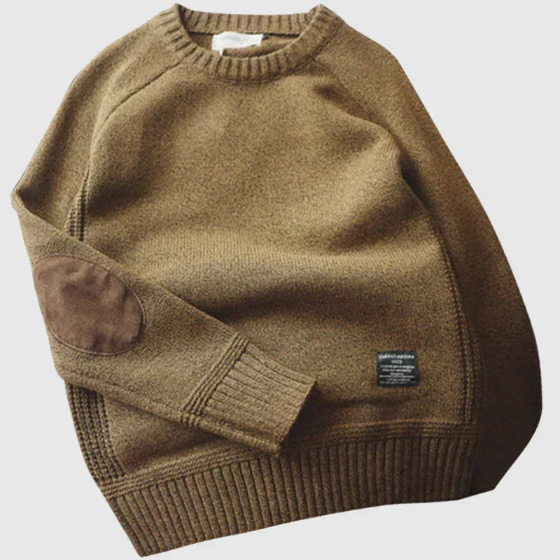 Maglione da uomo in maglia classico, casual da ufficio, con toppe sui gomiti e vestibilità comoda