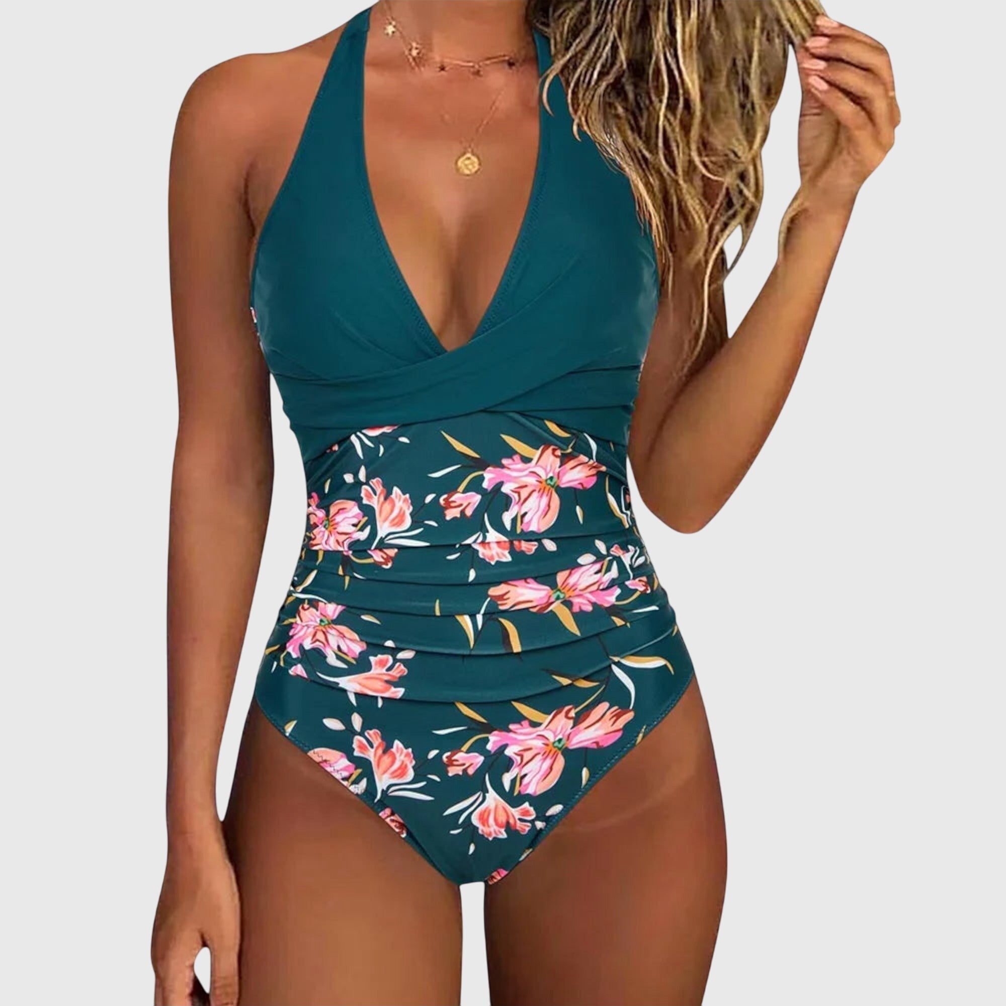 Costum de baie întreg cu imprimeu tropical
