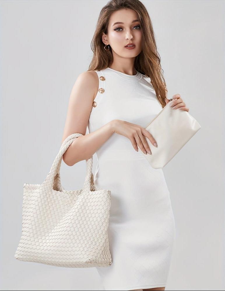 Grand sac cabas femme tressé porté épaule