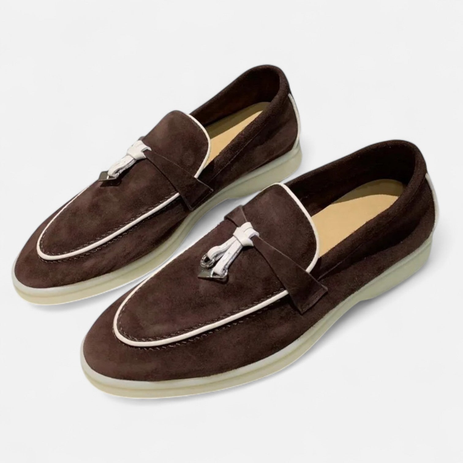 Velclairemode| Men's Premium Suede Leather Loafers - Flat Sole, Summer Slip-On Style