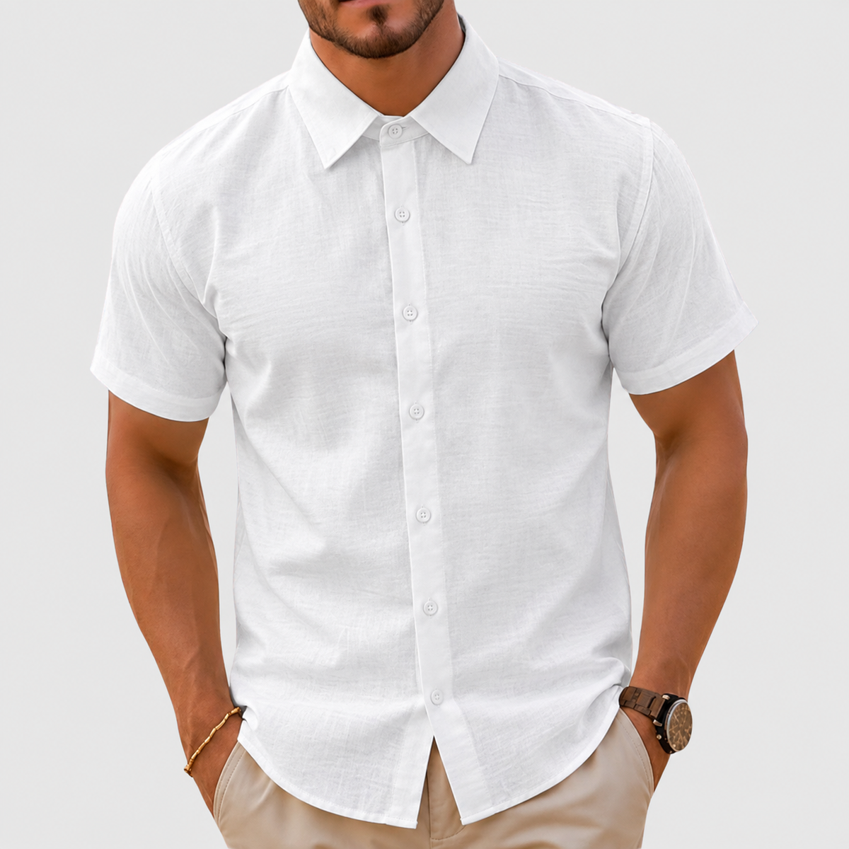 Chemise Homme Manches Courtes Lin