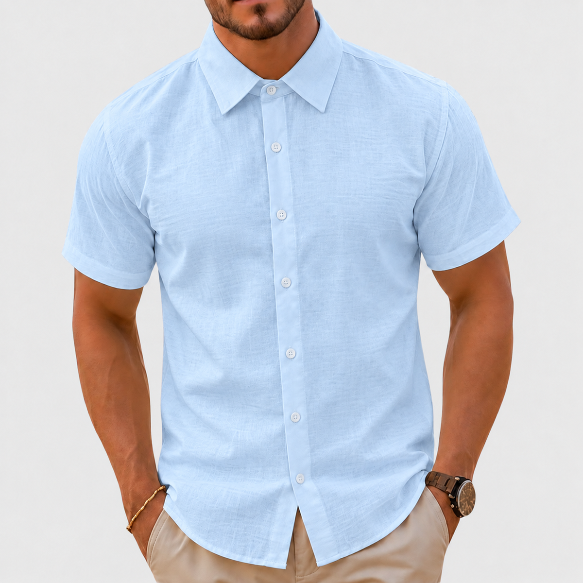 Chemise Homme Manches Courtes Lin