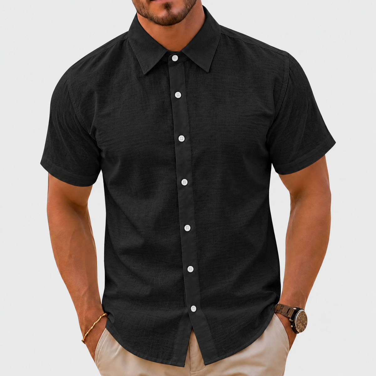 Chemise Homme Manches Courtes Lin