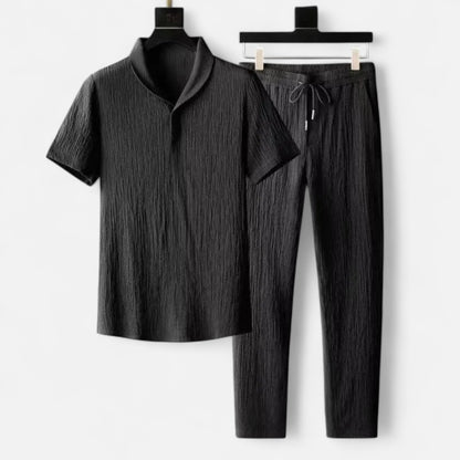 Velclairemode | Ensemble Homme Été 2 Pièces – Costume Ultra-Léger en Soie Glacée, Coton & Lin