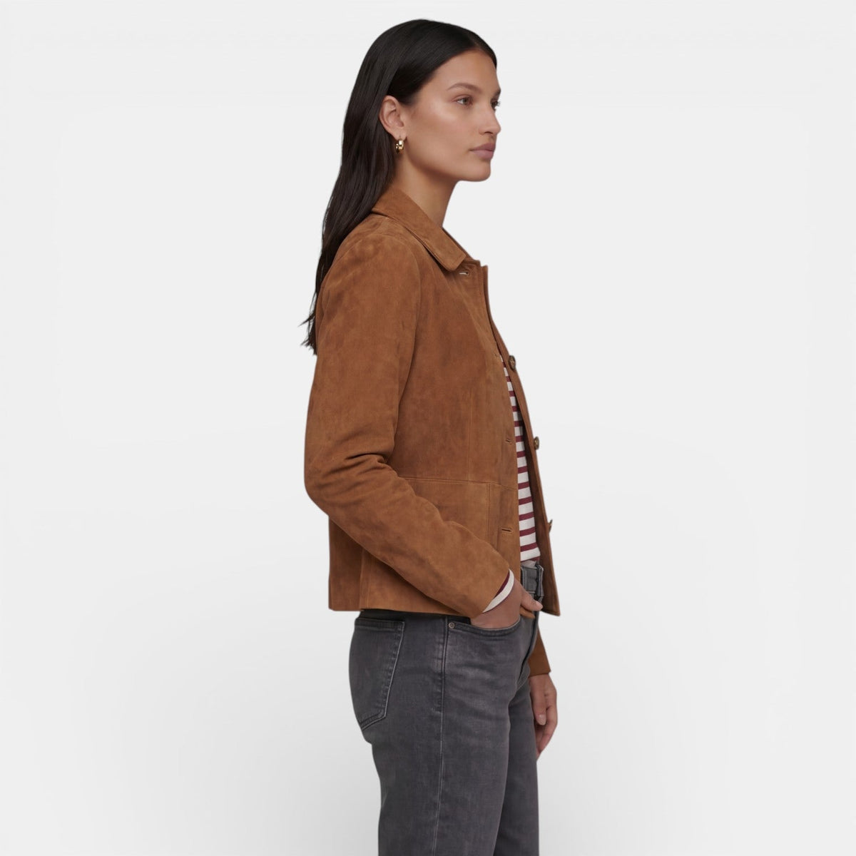 Women's Suede-Effect Jacket Office Casual Silhouette Lightweight Fabric Soft Finish