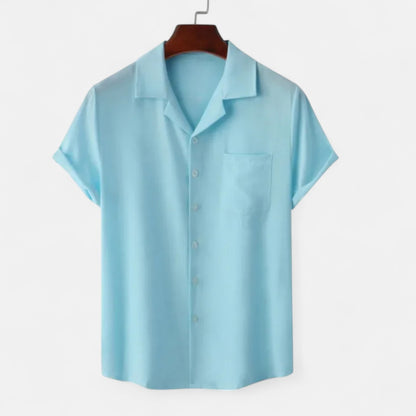 Velclairemode | Haut de Plage Homme Uni – Manches Courtes, Esprit Hawaïen Minimaliste