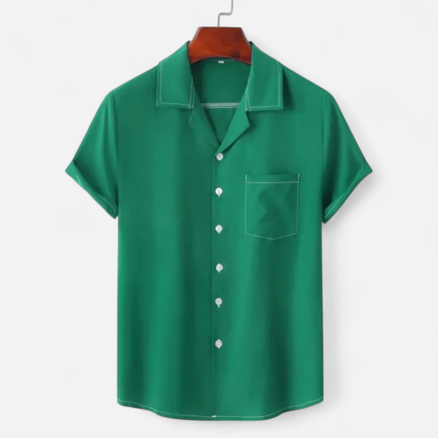 Velclairemode | Haut de Plage Homme Uni – Manches Courtes, Esprit Hawaïen Minimaliste
