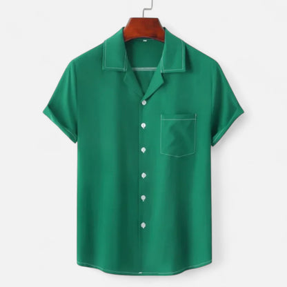 Velclairemode | Haut de Plage Homme Uni – Manches Courtes, Esprit Hawaïen Minimaliste