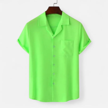Velclairemode | Haut de Plage Homme Uni – Manches Courtes, Esprit Hawaïen Minimaliste