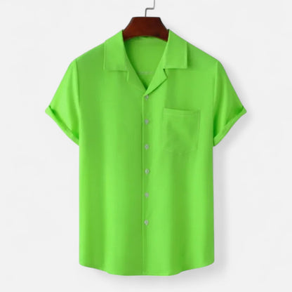 Velclairemode | Haut de Plage Homme Uni – Manches Courtes, Esprit Hawaïen Minimaliste