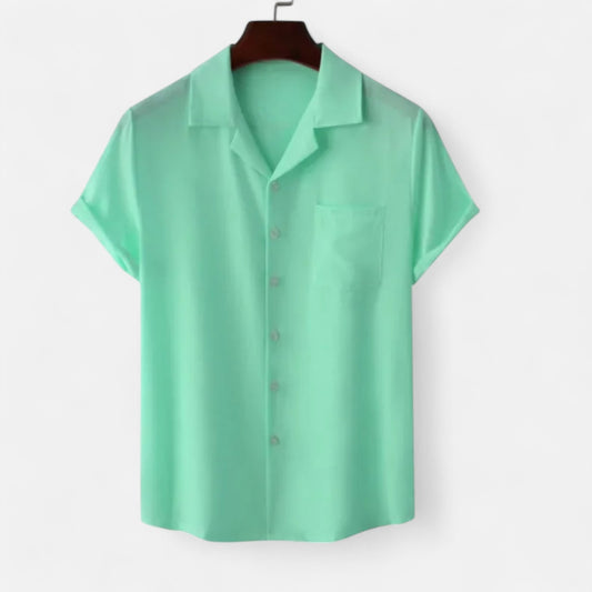 Velclairemode | Haut de Plage Homme Uni – Manches Courtes, Esprit Hawaïen Minimaliste
