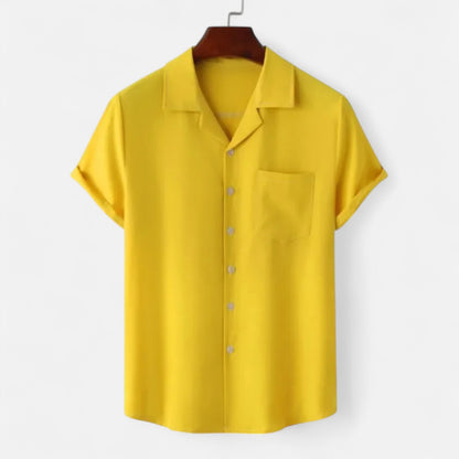 Velclairemode | Haut de Plage Homme Uni – Manches Courtes, Esprit Hawaïen Minimaliste