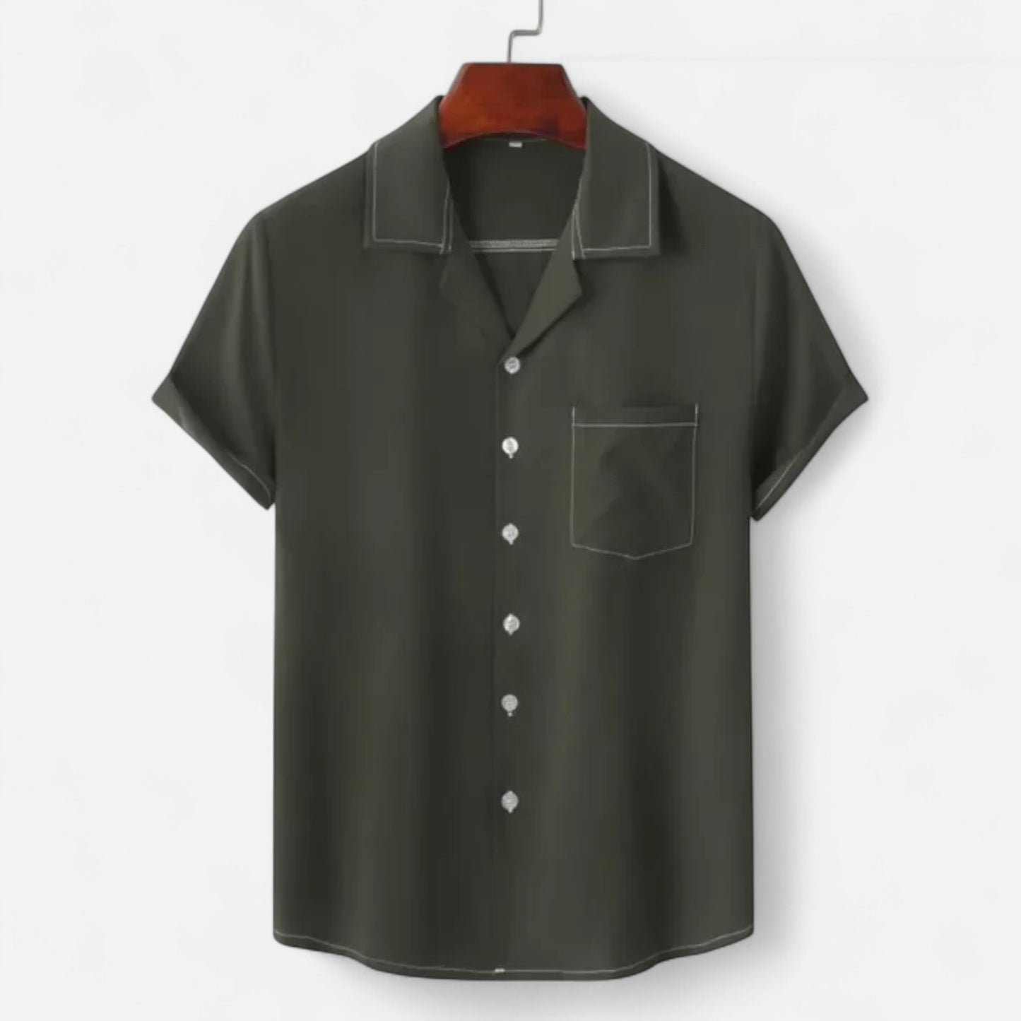 Velclairemode | Haut de Plage Homme Uni – Manches Courtes, Esprit Hawaïen Minimaliste