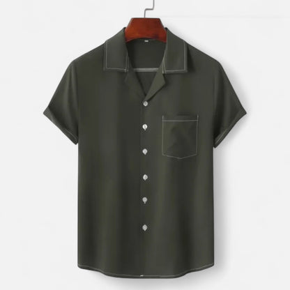 Velclairemode | Haut de Plage Homme Uni – Manches Courtes, Esprit Hawaïen Minimaliste