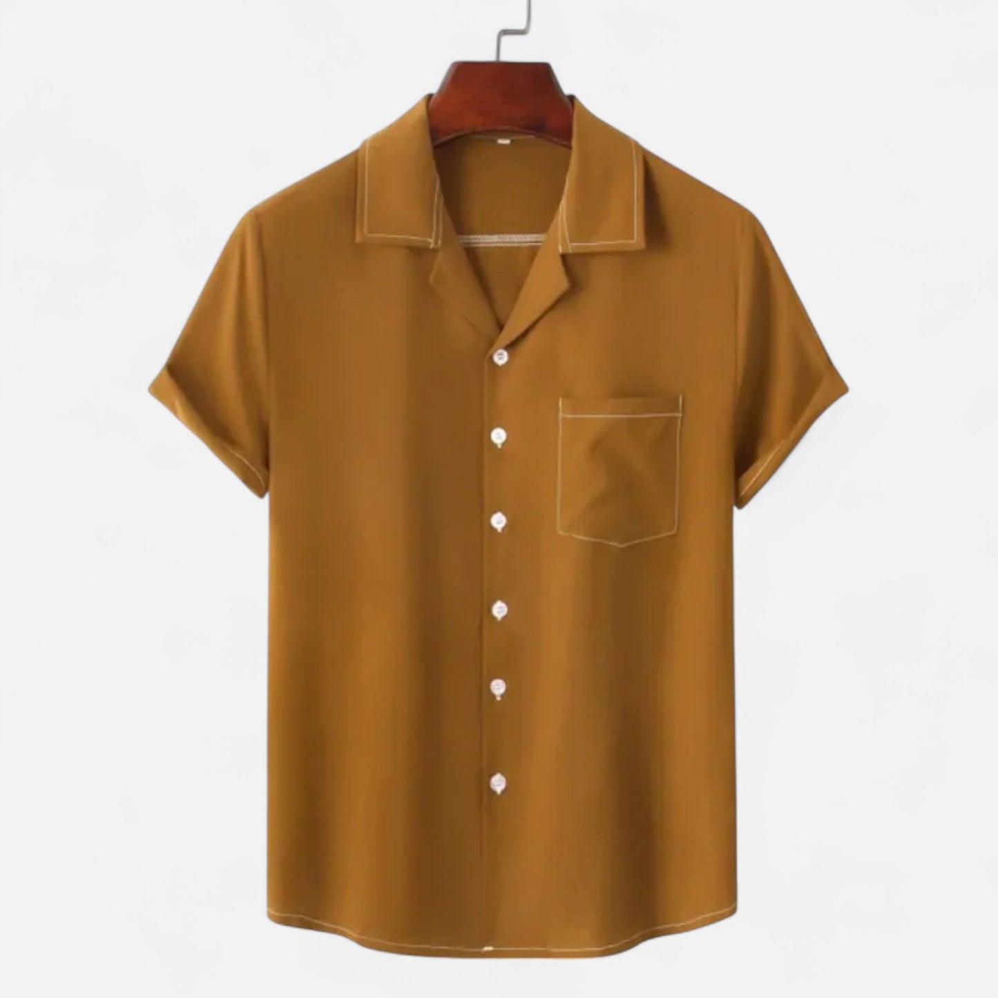 Velclairemode | Haut de Plage Homme Uni – Manches Courtes, Esprit Hawaïen Minimaliste
