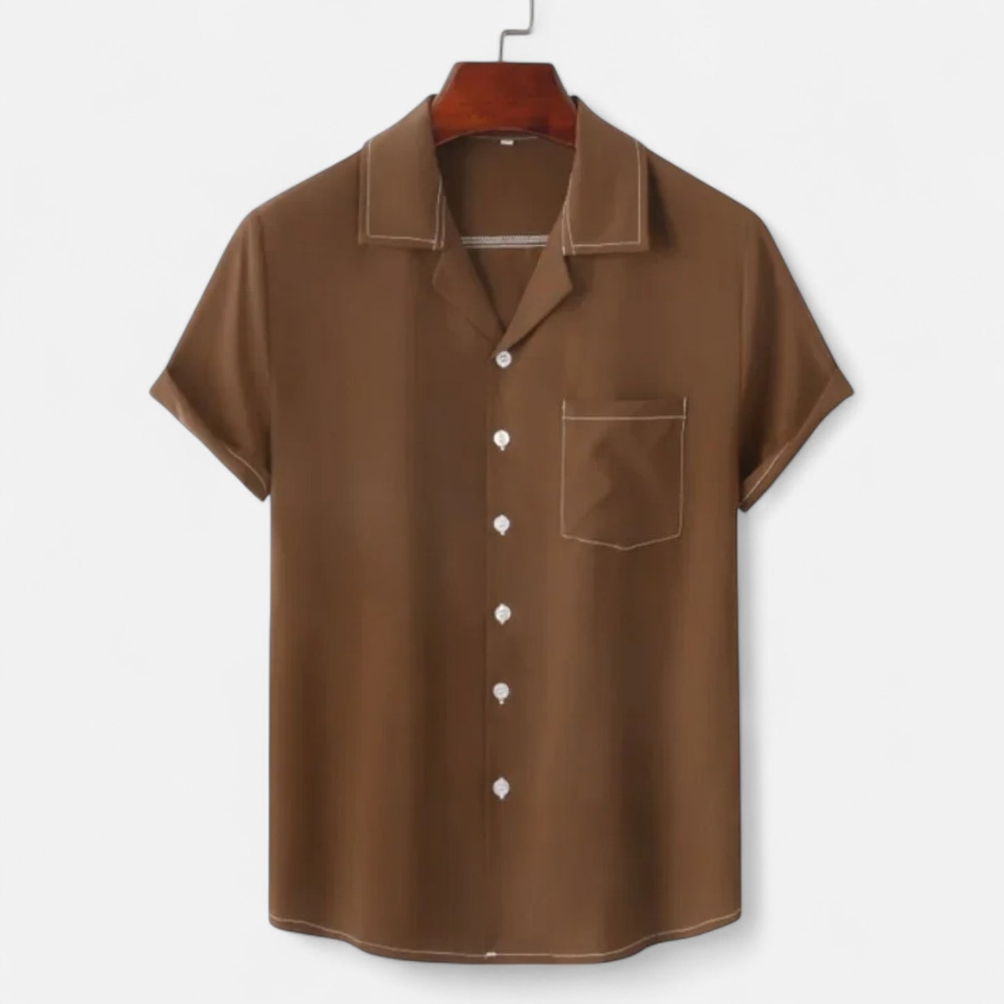 Velclairemode | Haut de Plage Homme Uni – Manches Courtes, Esprit Hawaïen Minimaliste