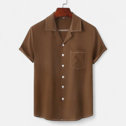 Velclairemode | Haut de Plage Homme Uni – Manches Courtes, Esprit Hawaïen Minimaliste