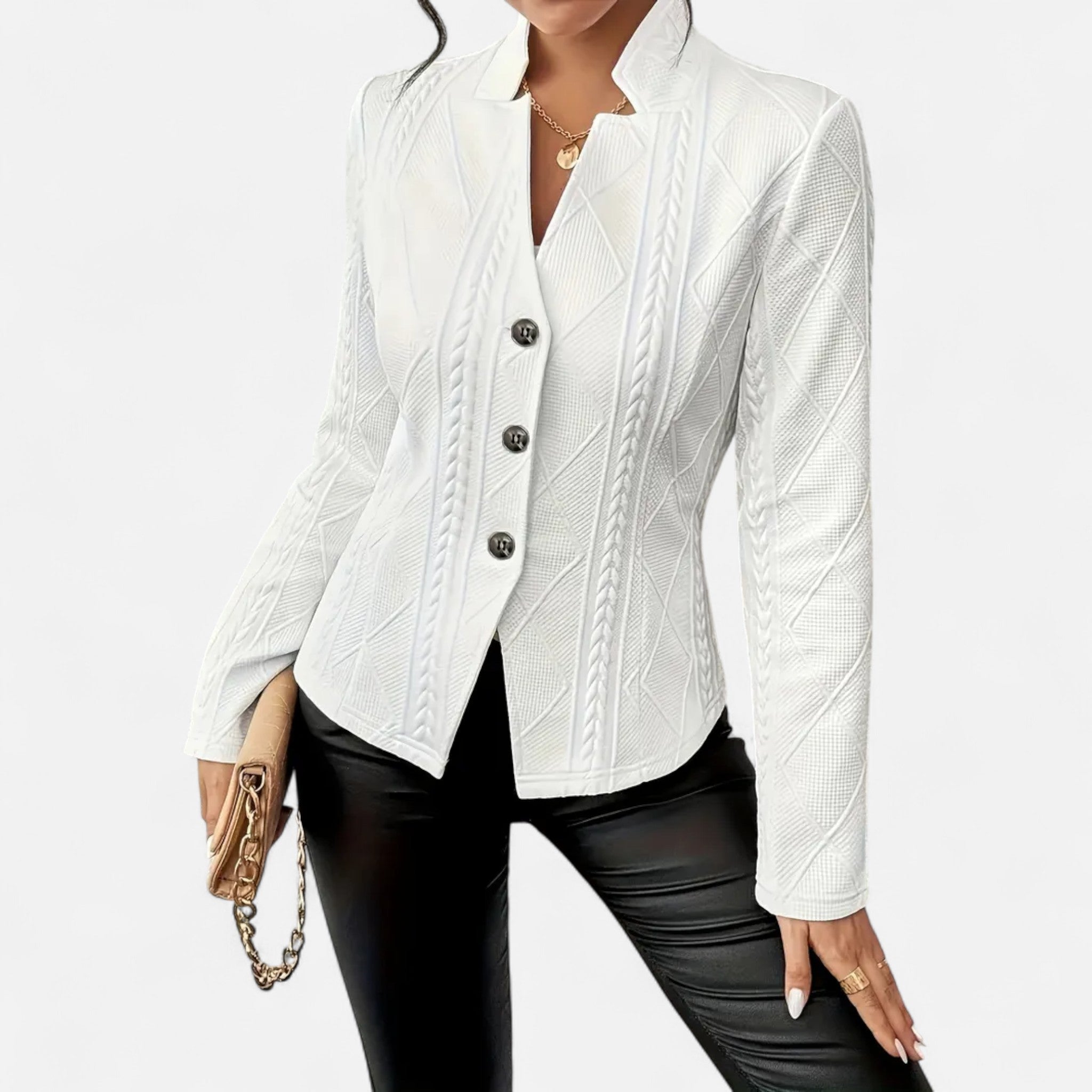 Velclairemode.com | Women's black blazer in textured fabric