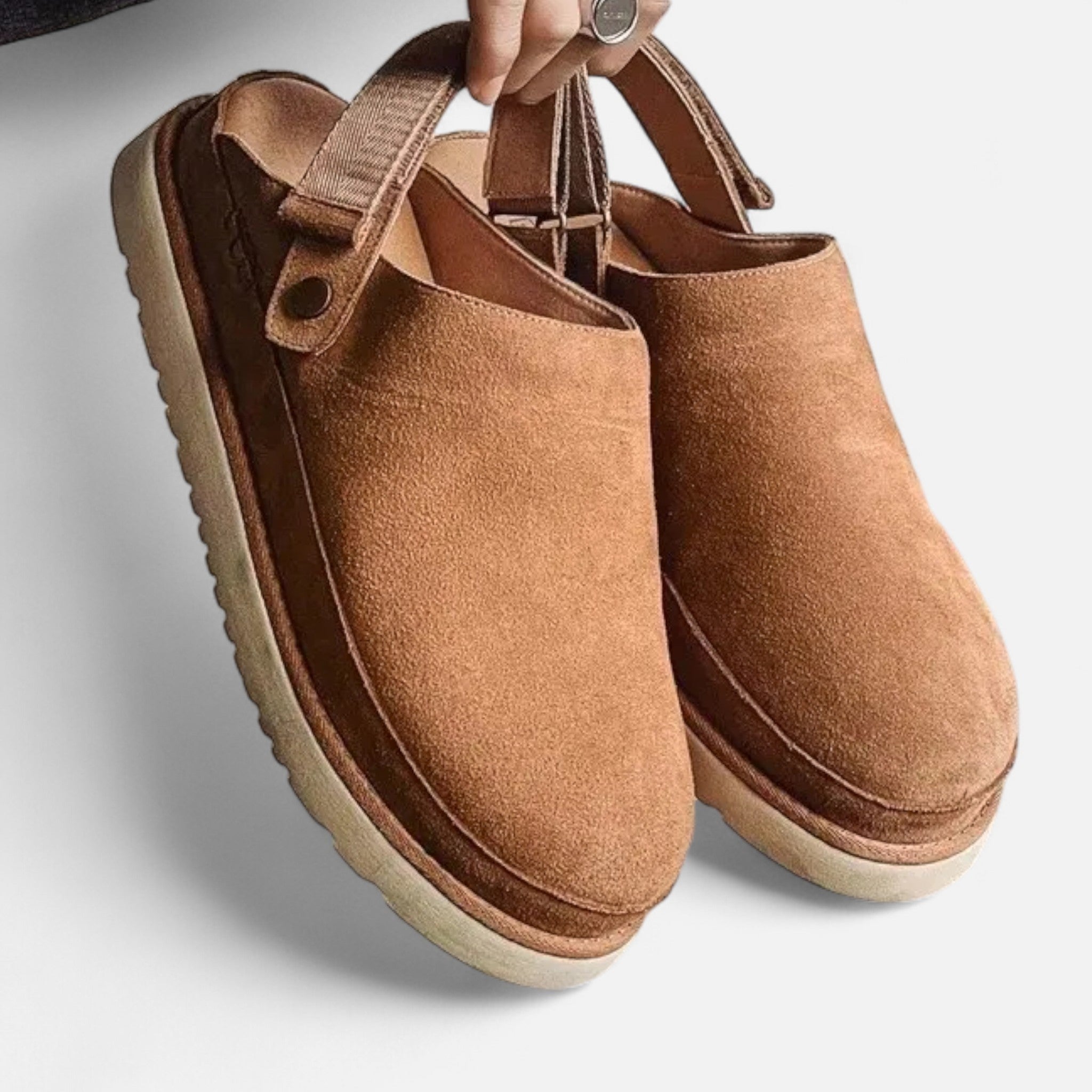 Velclairemode | Women's Leather Mules with Thick Soles