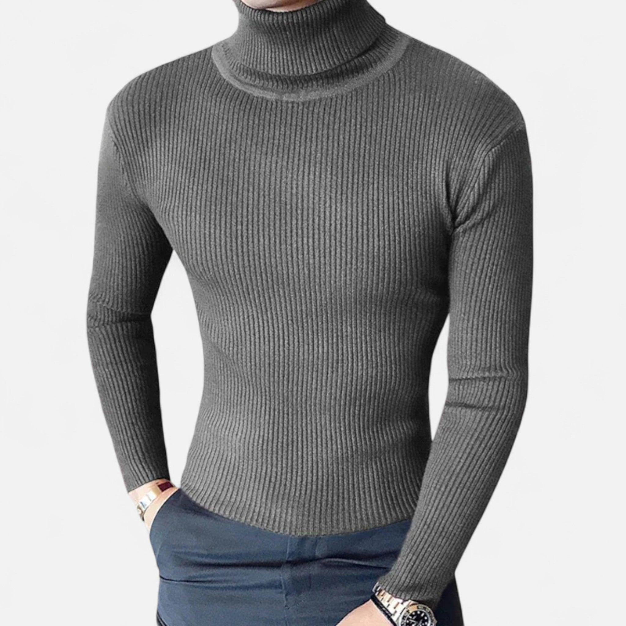 Velclairemode.com | Pull Col Roulé Homme à Manches Longues – Confort Structuré, Élégance Minimaliste