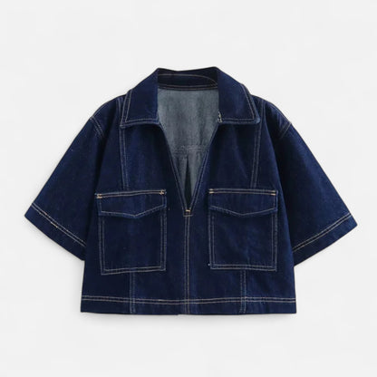 Velclairemode | Ensemble Femme Chemise & Short en Denim Bleu – Allure Décontractée, Esprit Structuré