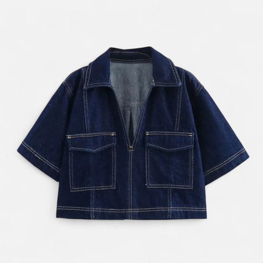 Velclairemode | Ensemble Femme Chemise & Short en Denim Bleu – Allure Décontractée, Esprit Structuré