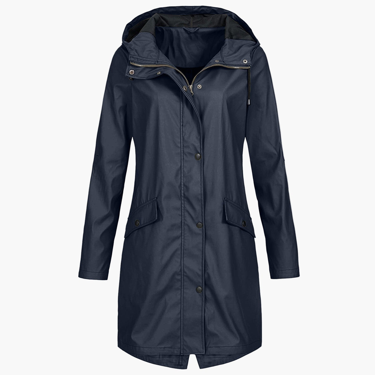 Femme Manteau Décontracté Imperméable à Capuche Ajustable Coupe Longue Poches