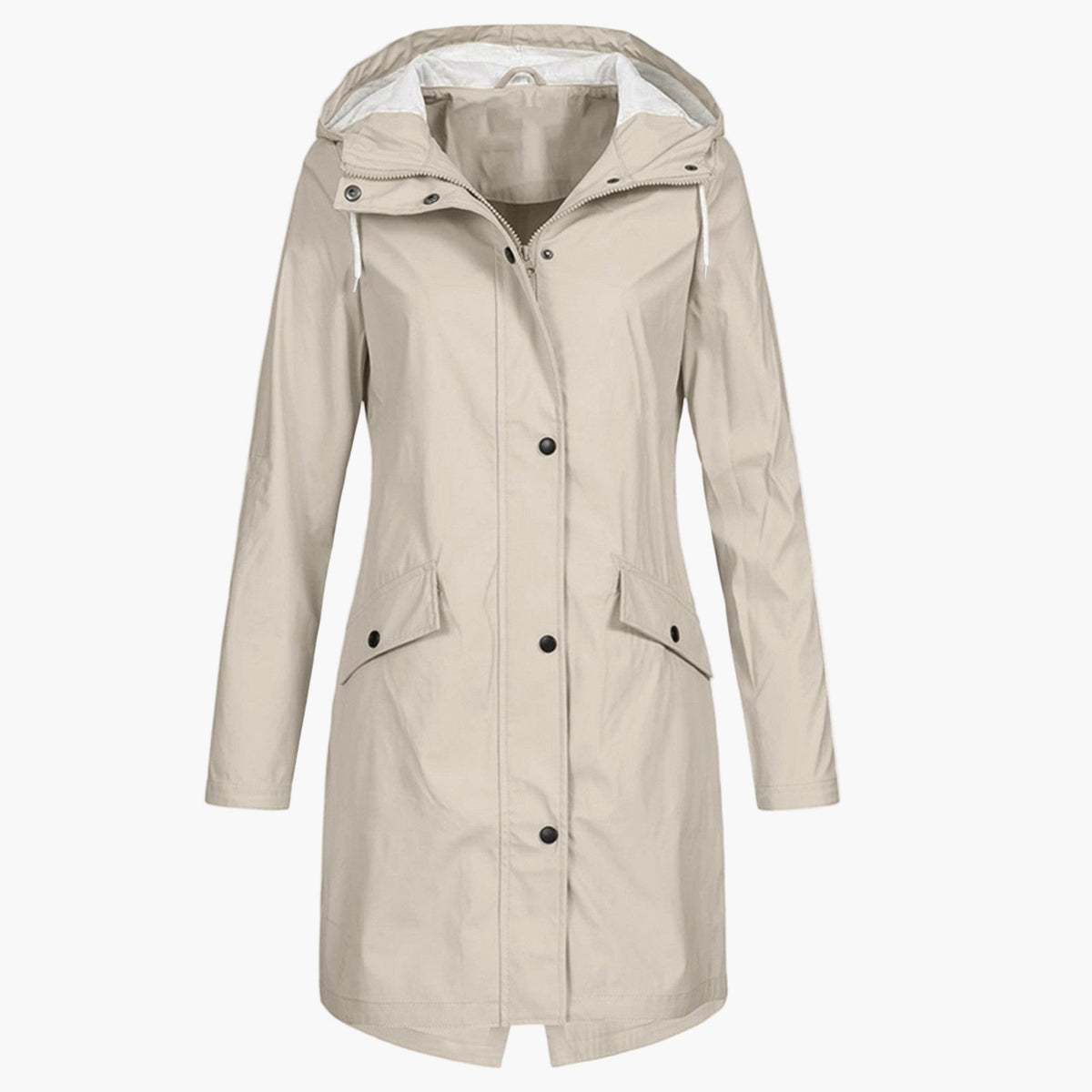 Femme Manteau Décontracté Imperméable à Capuche Ajustable Coupe Longue Poches