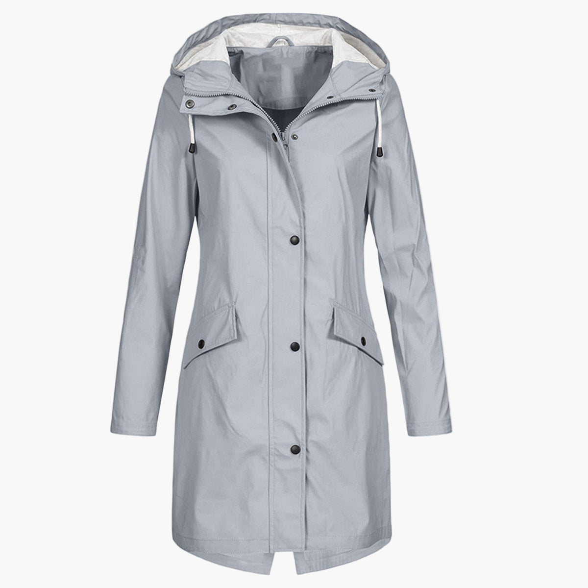 Femme Manteau Décontracté Imperméable à Capuche Ajustable Coupe Longue Poches