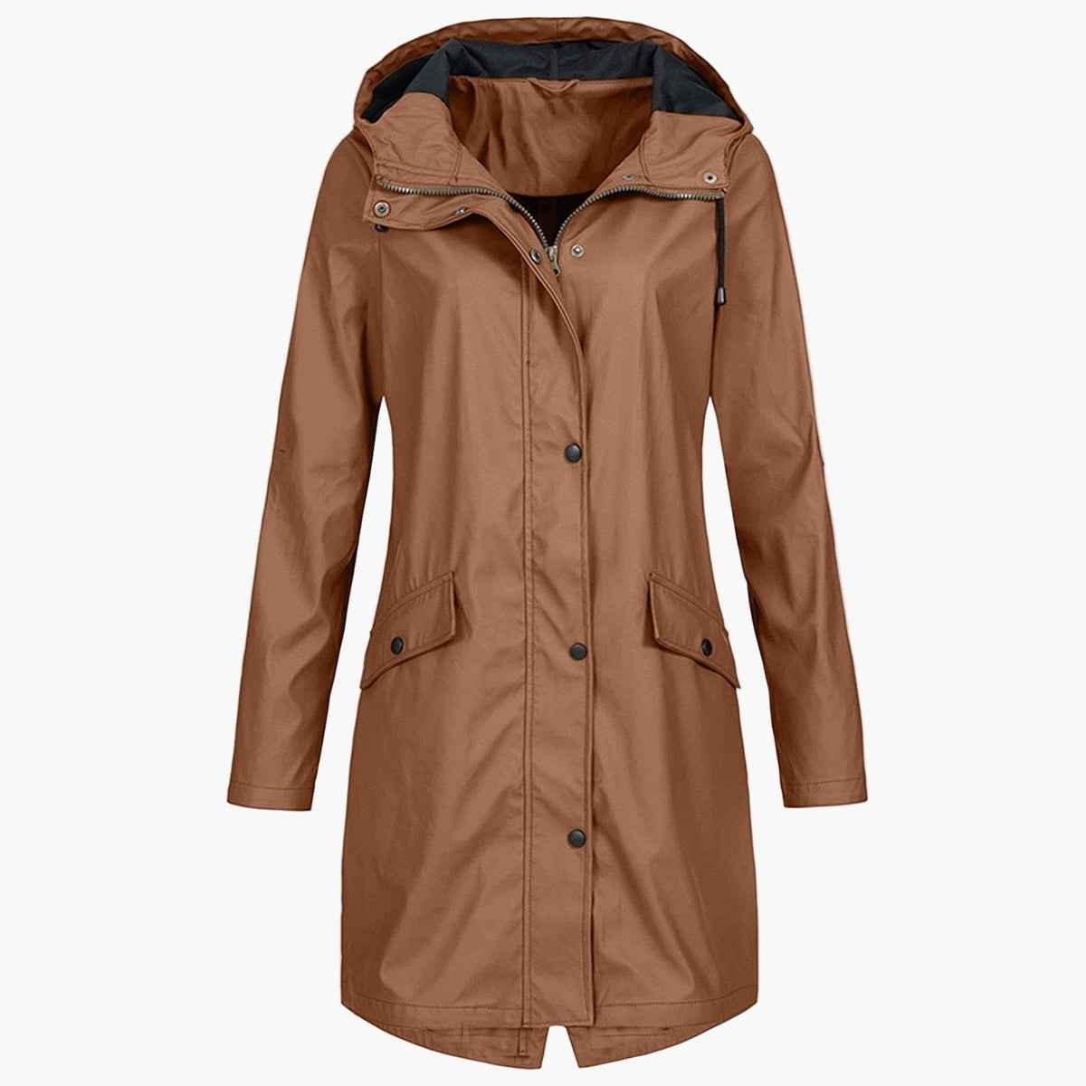 Femme Manteau Décontracté Imperméable à Capuche Ajustable Coupe Longue Poches