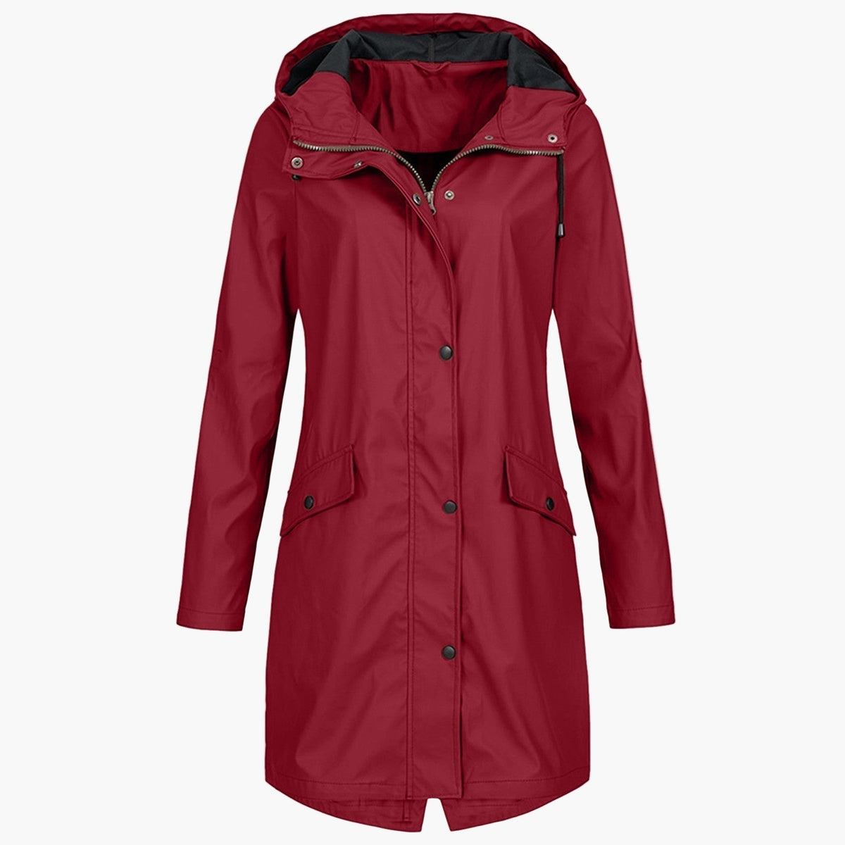 Femme Manteau Décontracté Imperméable à Capuche Ajustable Coupe Longue Poches