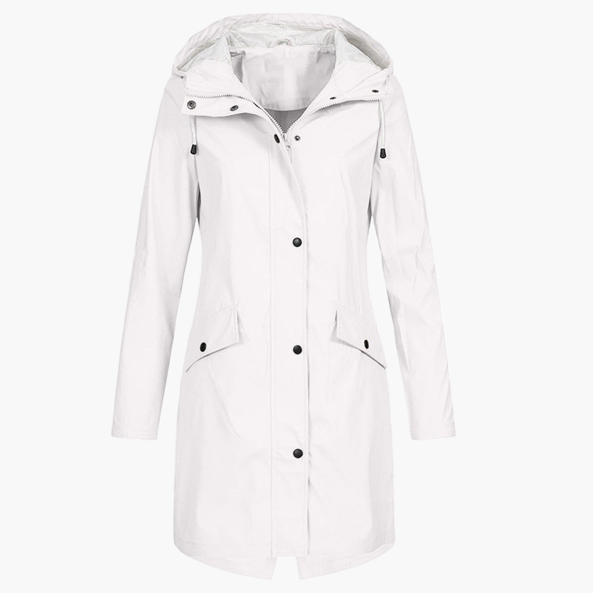 Femme Manteau Décontracté Imperméable à Capuche Ajustable Coupe Longue Poches