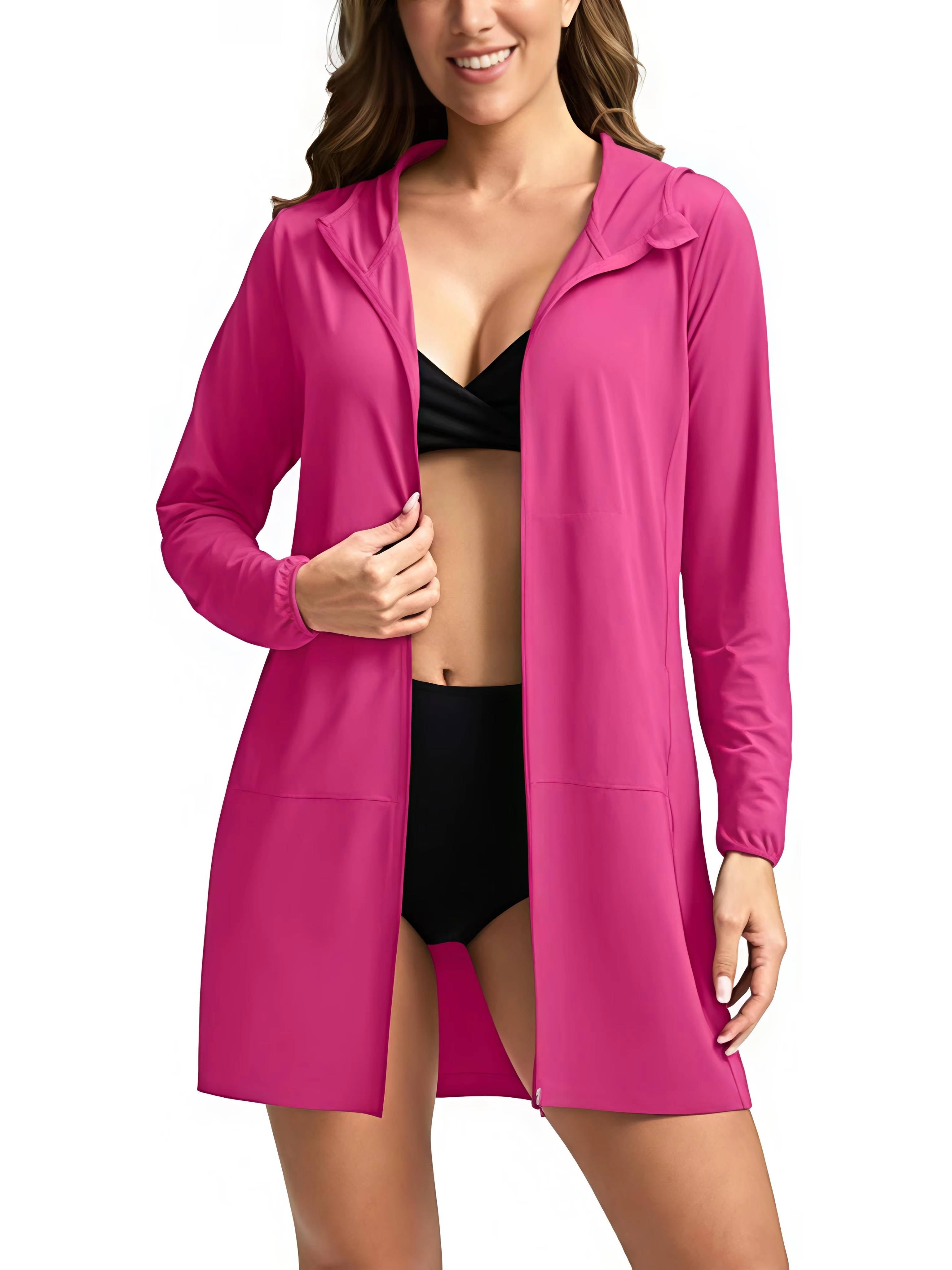 Women's UV Protection Hooded Bathing Top Beach Cover-Up Full Sun Protection