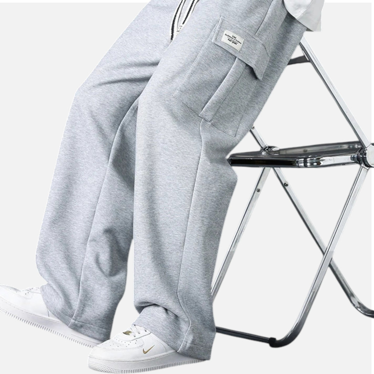 Herre joggingbukser med cargolommer til hverdagsbrug, løs pasform, elastisk talje, funktionelle lommer