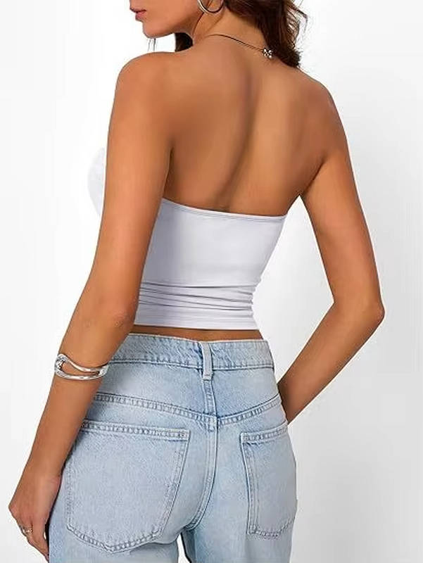 Crop top bandeau pour femme — maille extensible sans couture — été
