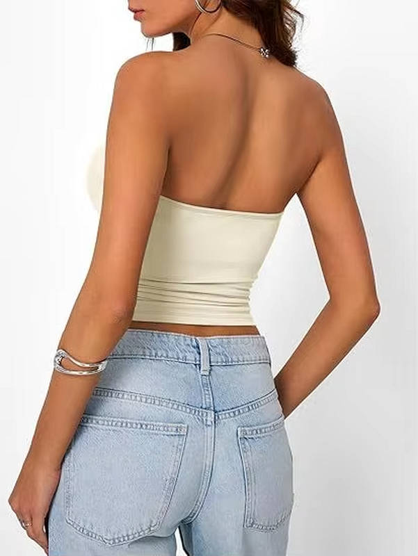 Crop top bandeau pour femme — maille extensible sans couture — été
