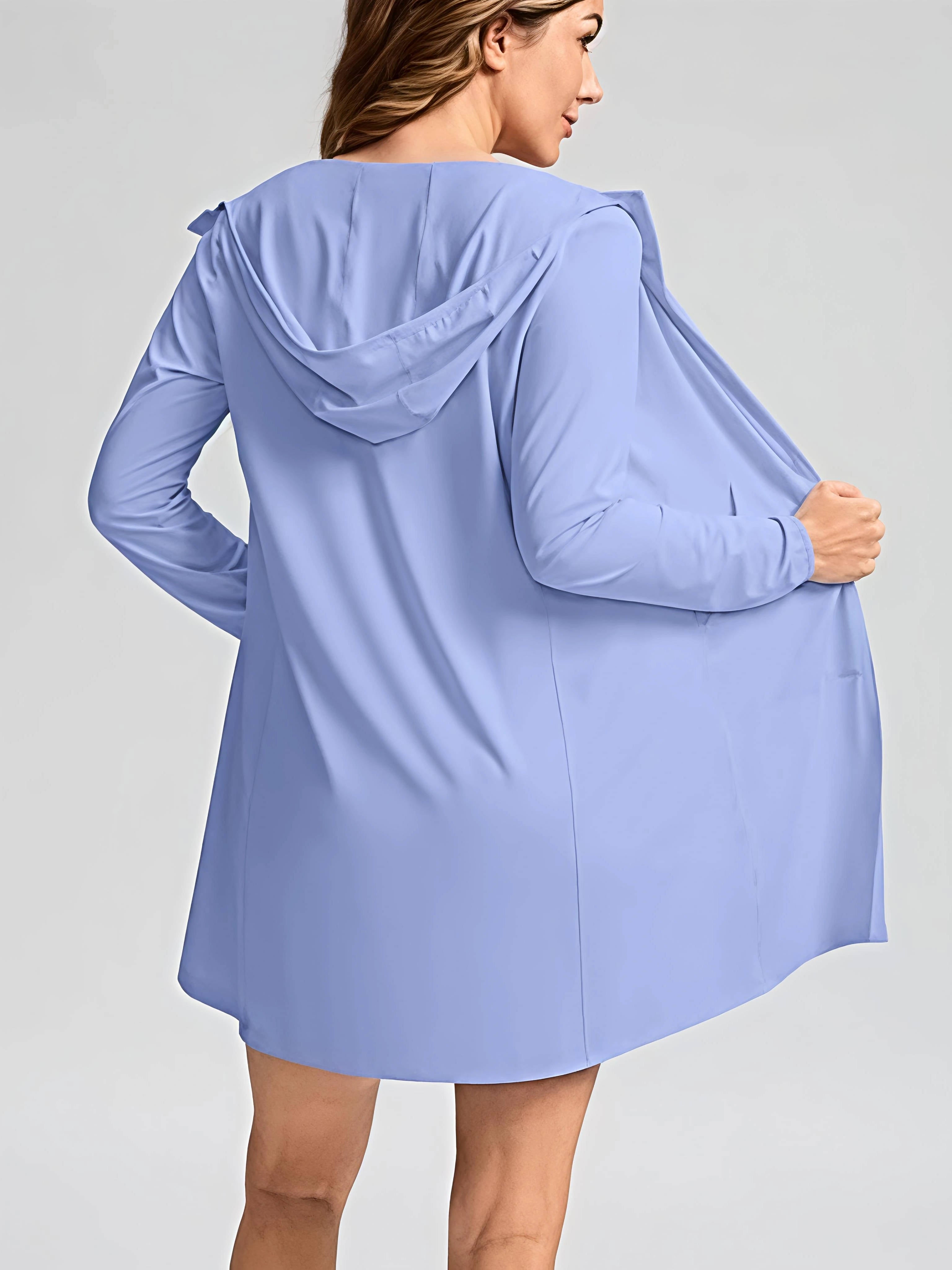 Women's UV Protection Hooded Bathing Top Beach Cover-Up Full Sun Protection