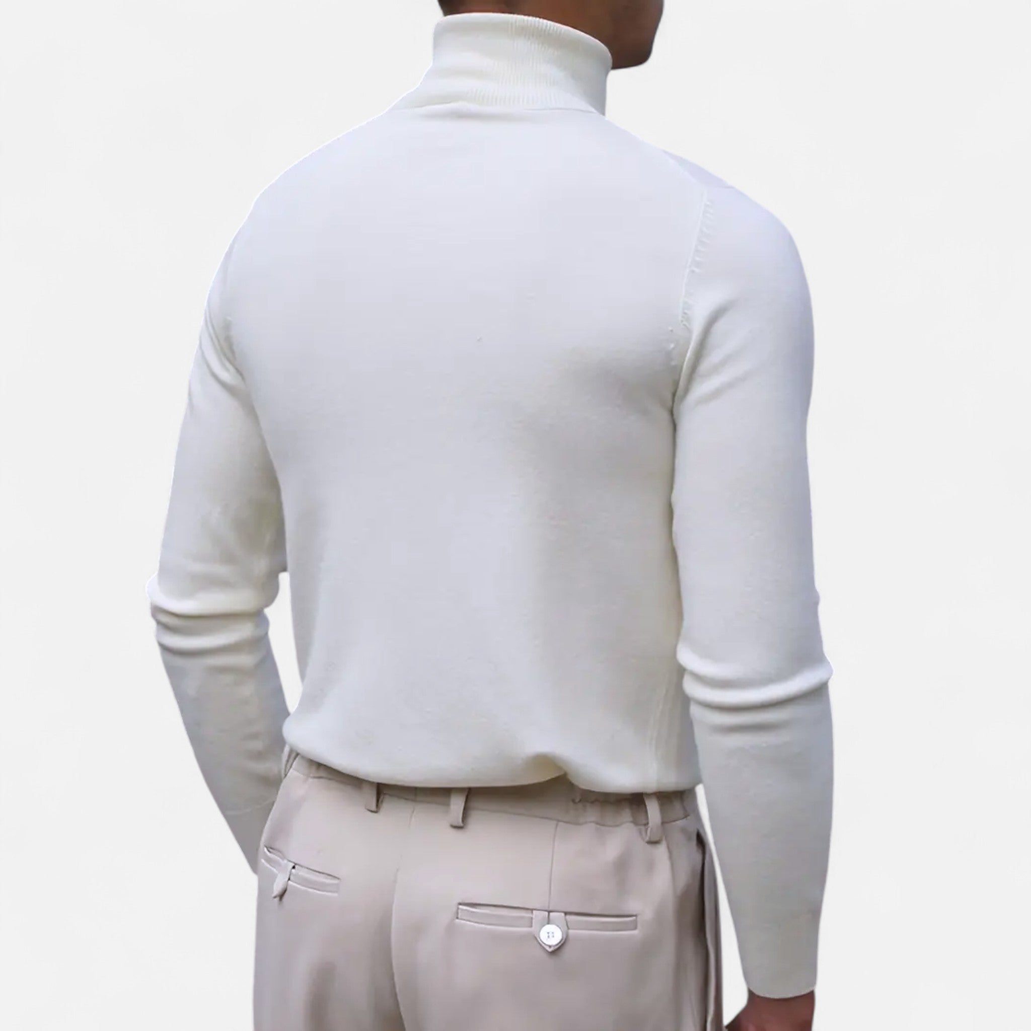 Velclairemode | Men's High Neck Solid Knit Sweater Fall-Winter