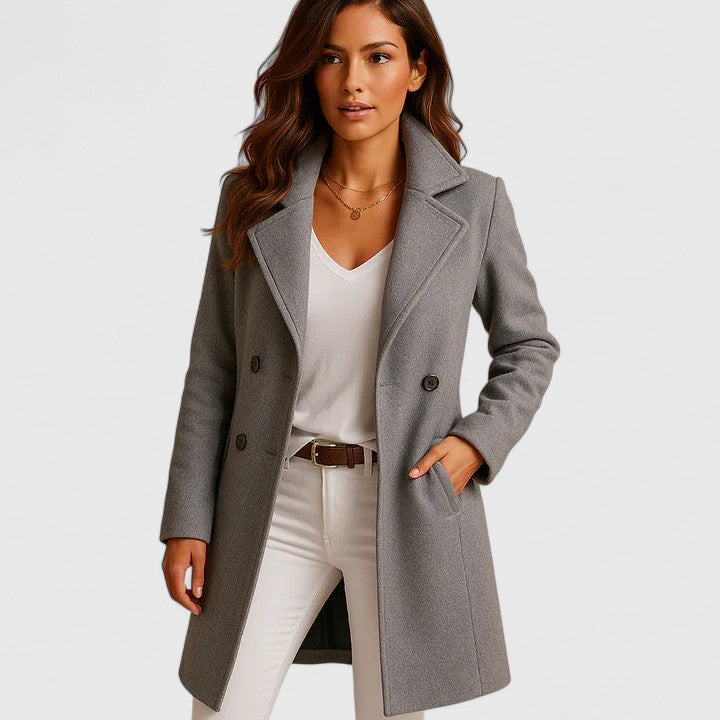 Women's Office Coat with a Slim Fit, Classic Lapels, and Button Closure