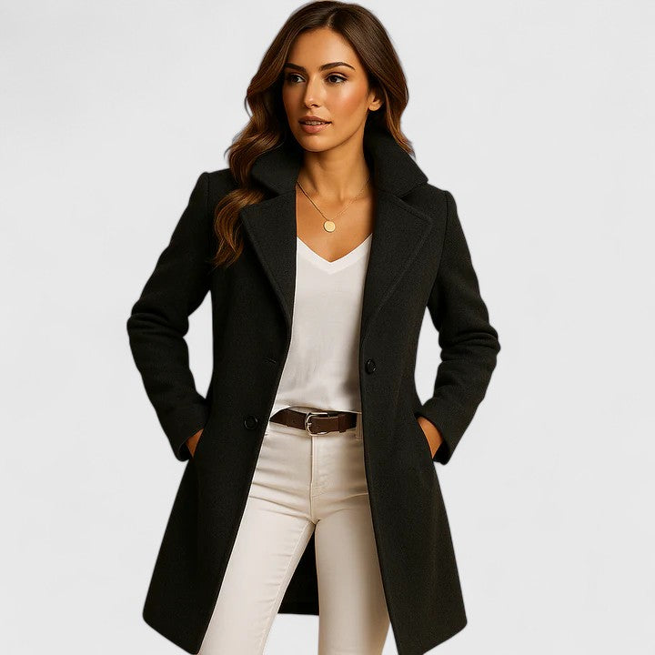 Women's Office Coat with a Slim Fit, Classic Lapels, and Button Closure