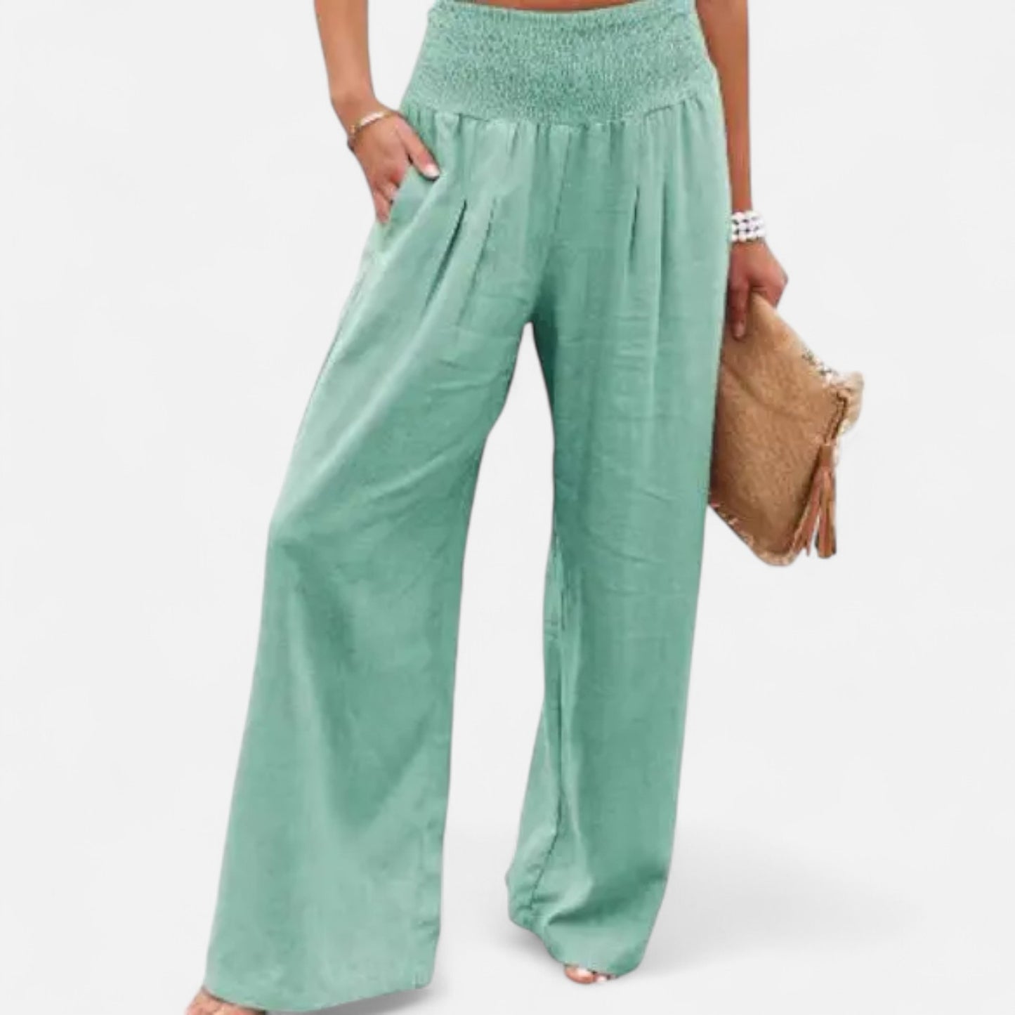 Velclairemode | Pantalon Femme Décontracté à Cordon – Taille Mi-Haute, Finition Usée Stylisée