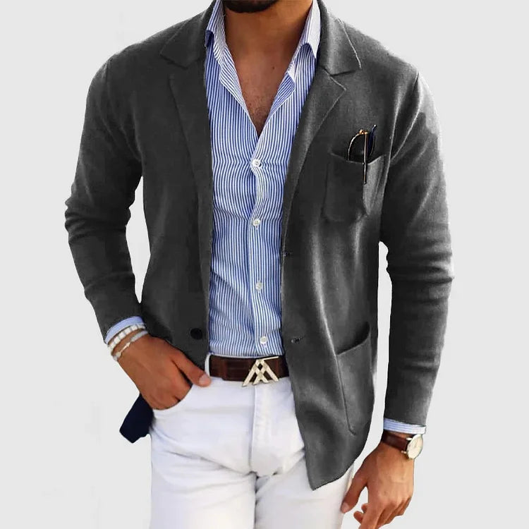 Blazer décontracté en coton pour homme coupe slim avec fermeture à un bouton