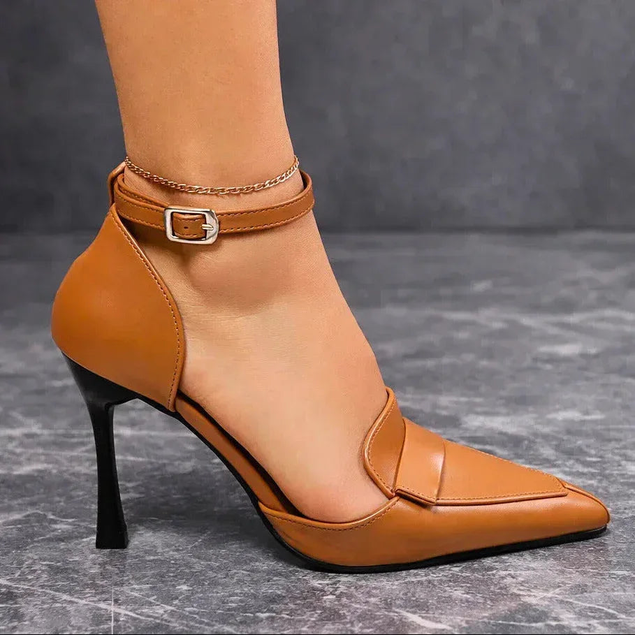 Donna Décolleté da ufficio in pelle vegana Punta a punta Suola imbottita Tacco elegante
