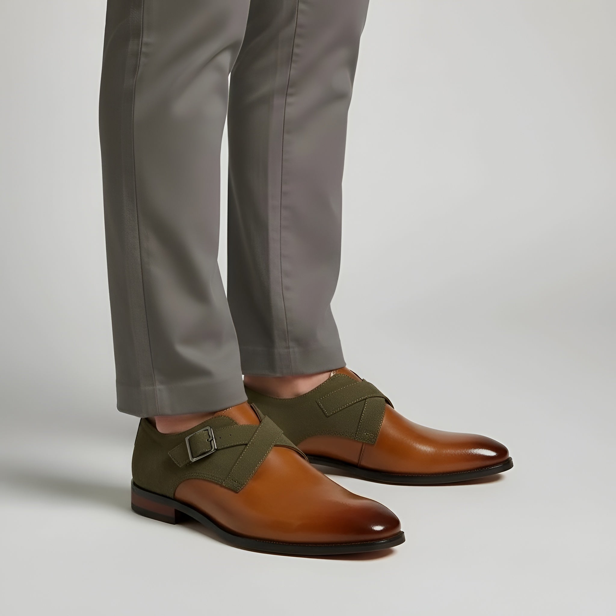 Pantofi Monk cu Cataramă din Piele Sintetică pentru Bărbați Pantofi Eleganți Formali