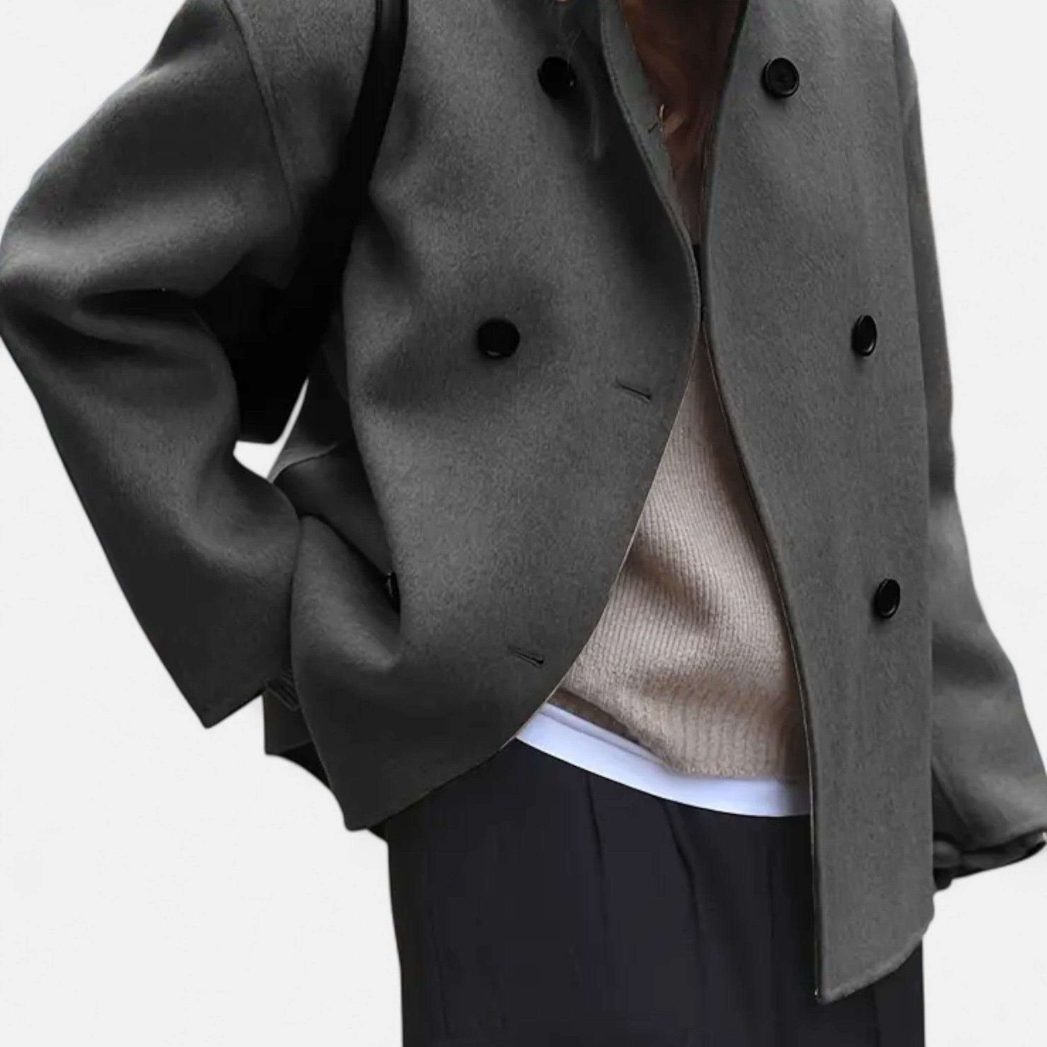 Velclairemode | Women's Double-Breasted Vintage Elegance Jacket