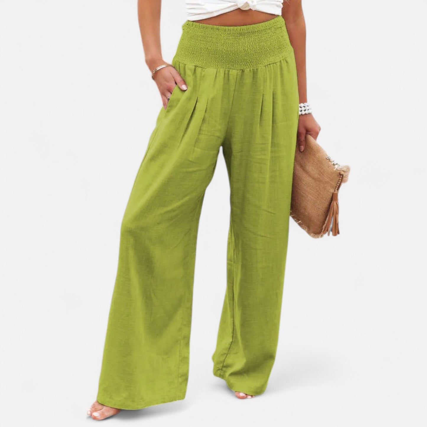Velclairemode | Pantalon Femme Décontracté à Cordon – Taille Mi-Haute, Finition Usée Stylisée