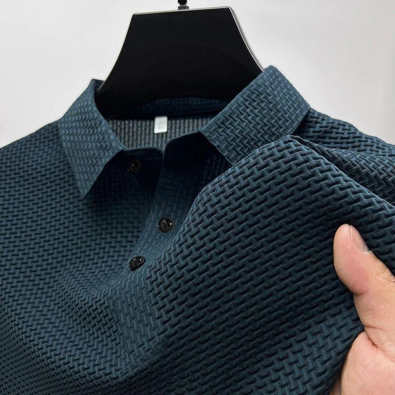 Tekstureret polo til mænd — klassisk pasform — arbejde og fritid